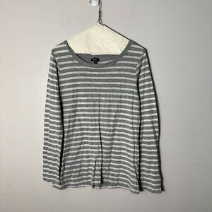 EUC Splendid Womens Long Sleeve Shirt Top BLouse Button Back M Gray White Medium